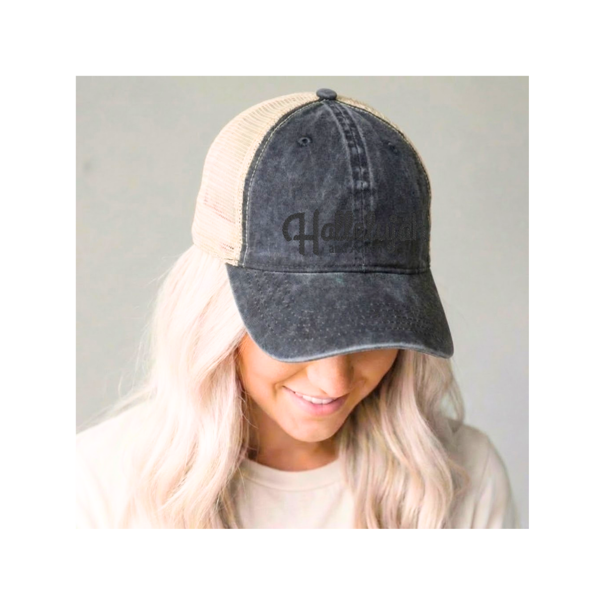 Hallelujah and Amen Women's Washed Mesh-Back Cap