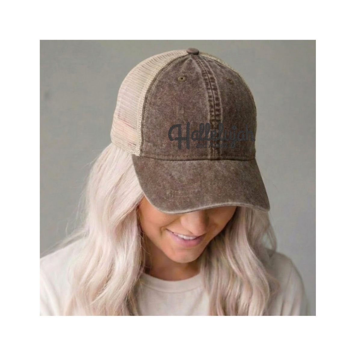 Hallelujah and Amen Women's Washed Mesh-Back Cap