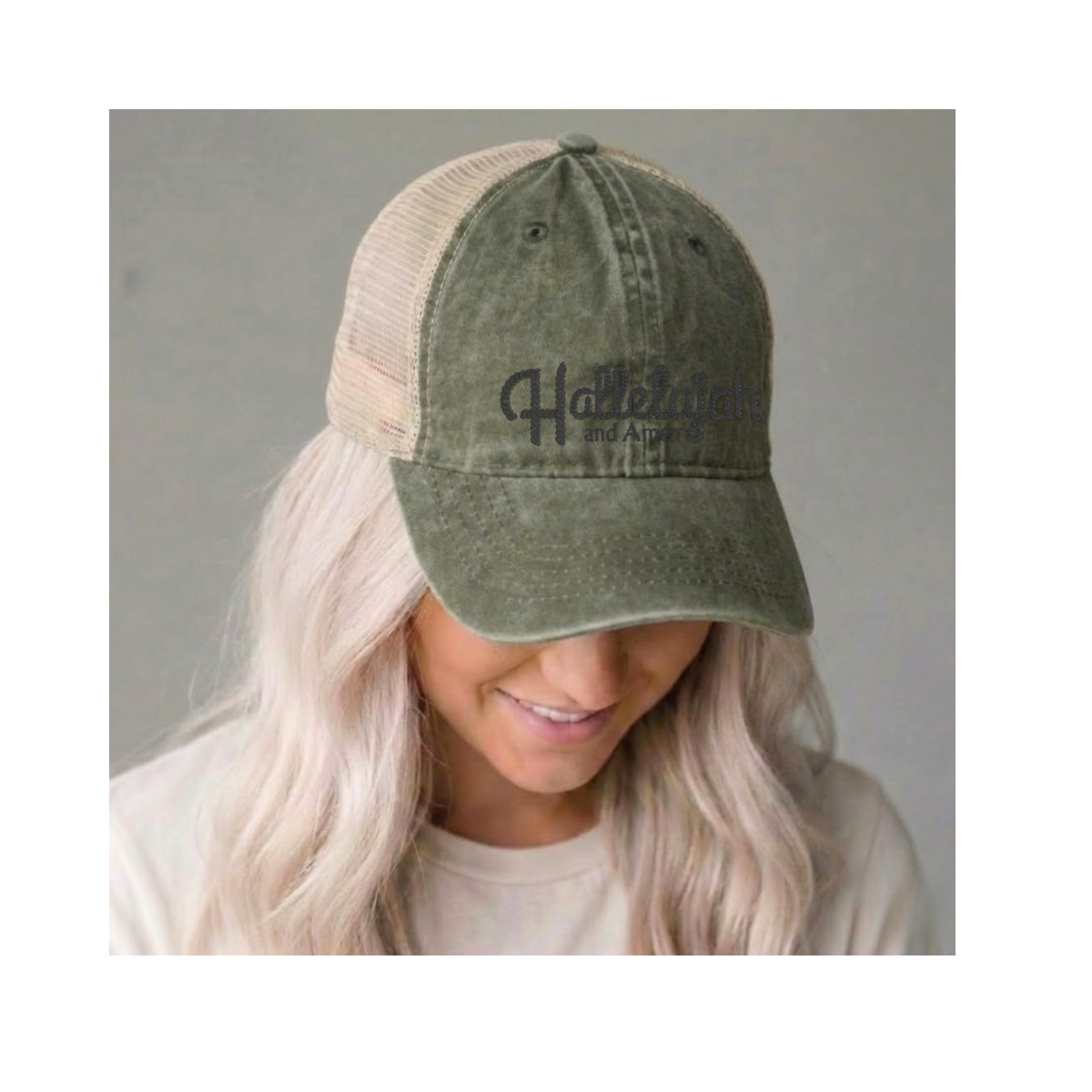 Hallelujah and Amen Women's Washed Mesh-Back Cap