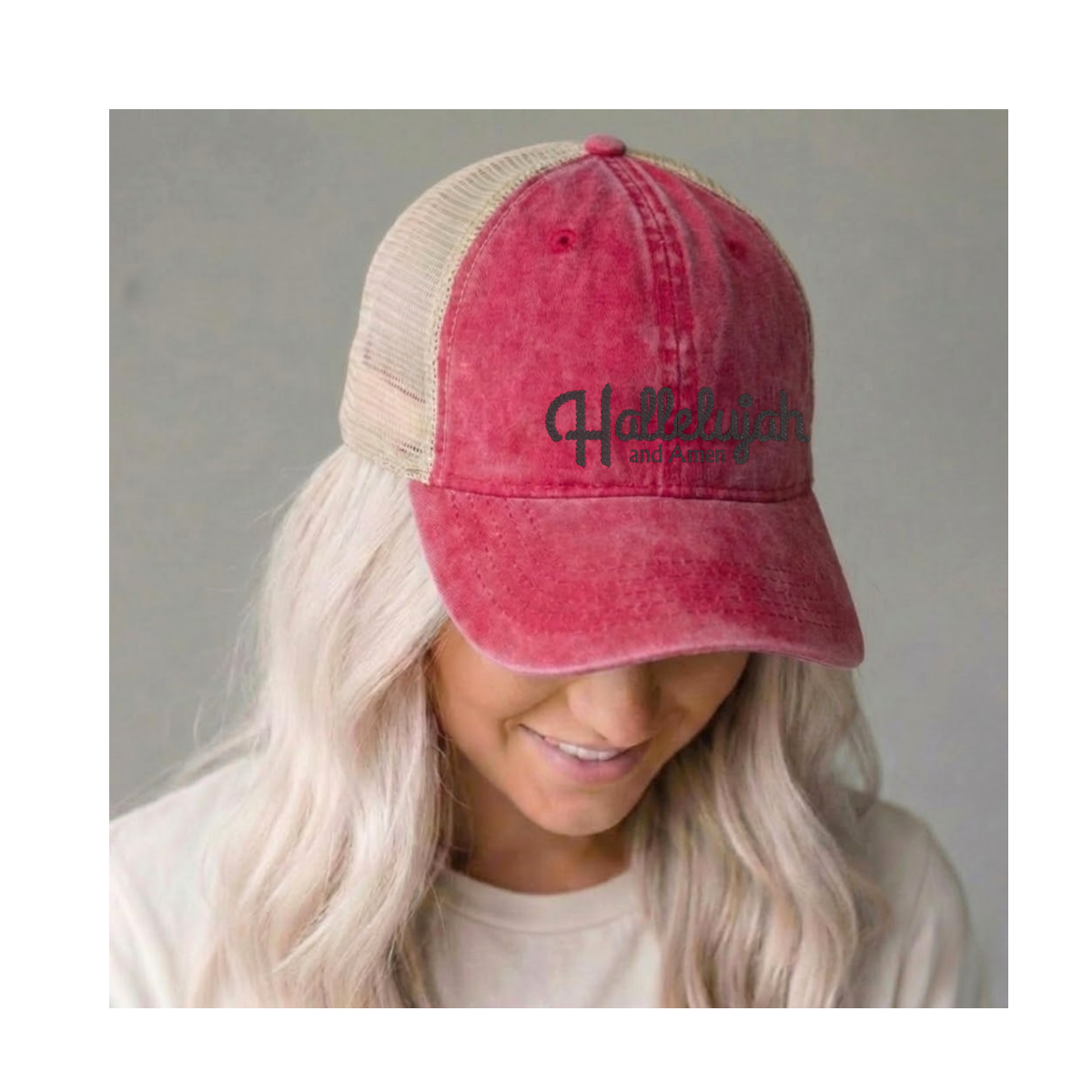 Hallelujah and Amen Women's Washed Mesh-Back Cap