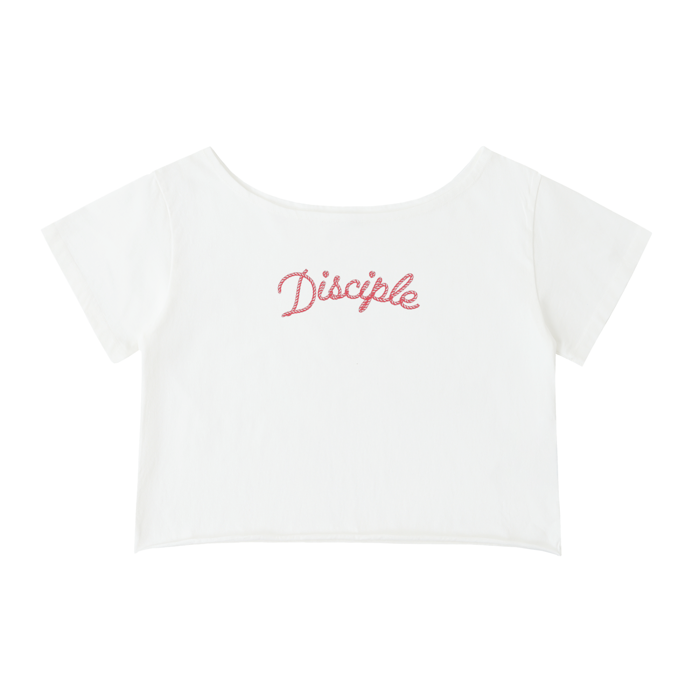 Disciple Off-Shoulder Rolled Hem Cotton T-Shirt