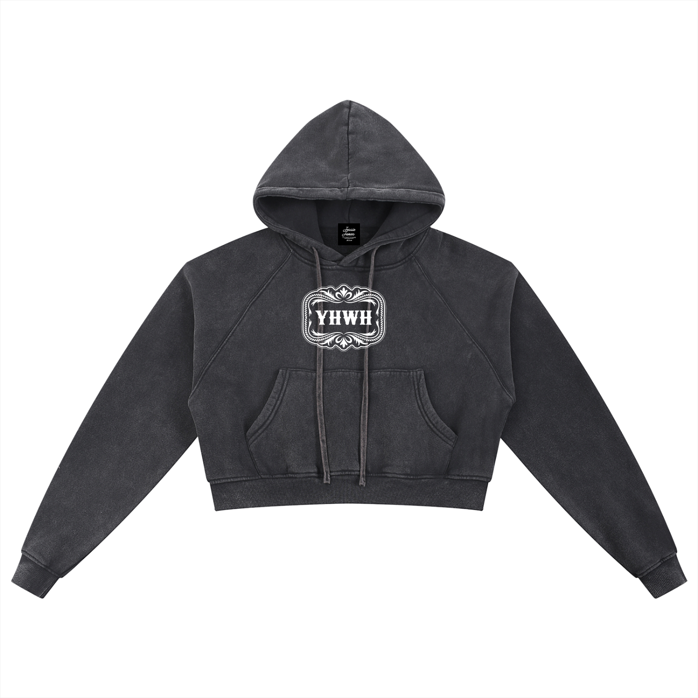 YHWH Snow Washed Cropped Hoodie