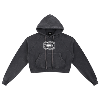 YHWH Snow Washed Cropped Hoodie